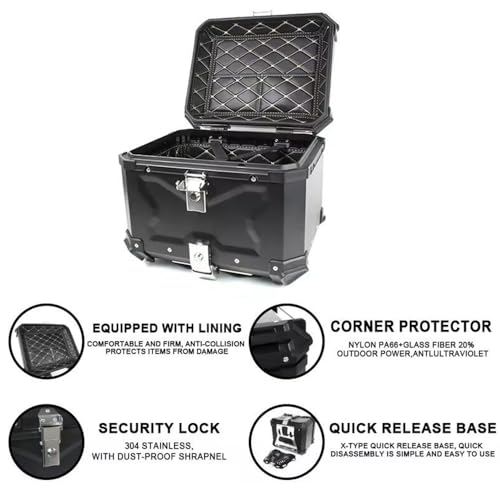 Top case de moto en aluminium durable pour rangement sécurisé
