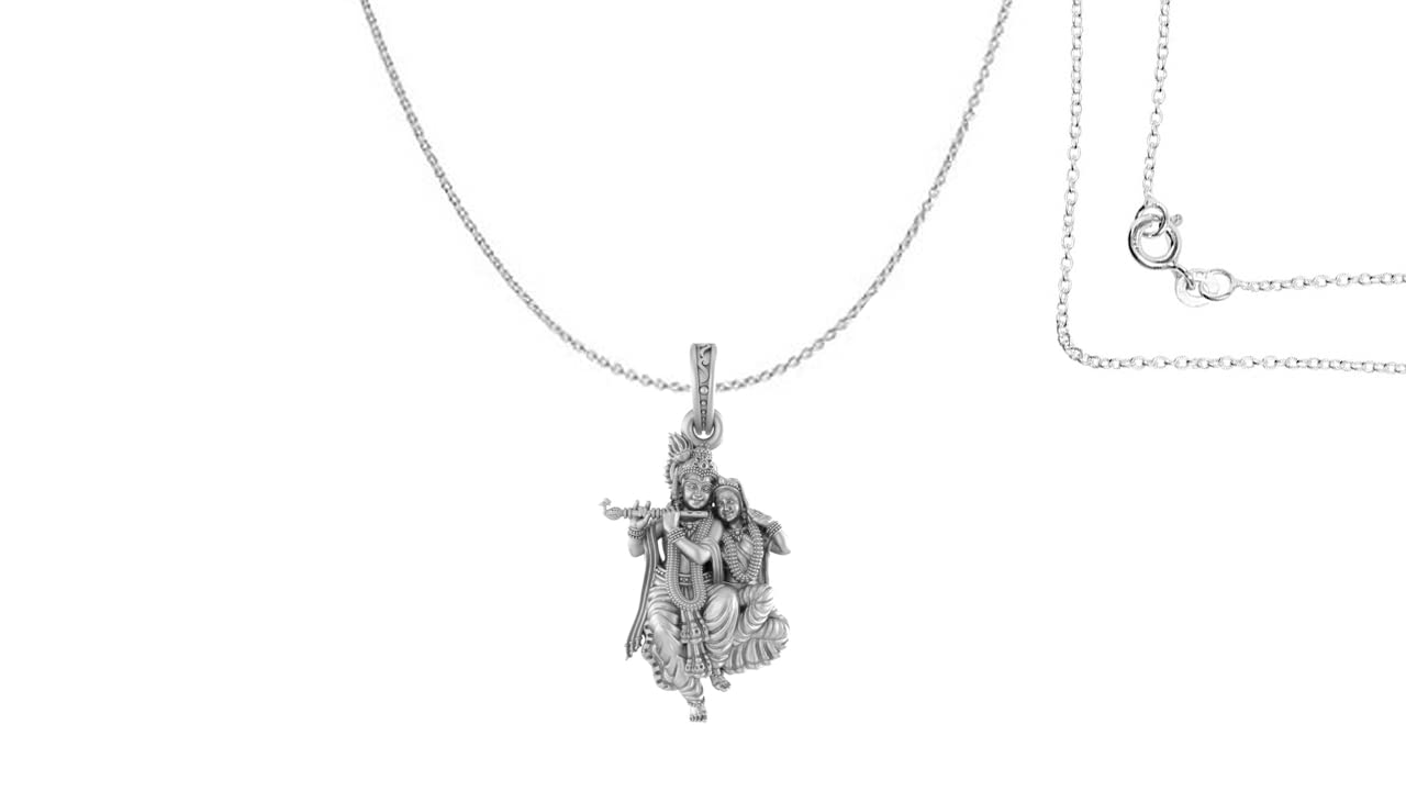 AKSHAT SAPPHIRE 92.5% Pure Sterling Silver God Radha Krishna Chain Pendant (Rope Chain) (B0B92ZM2J3) Amazon Price History, Amazon Price Tracker