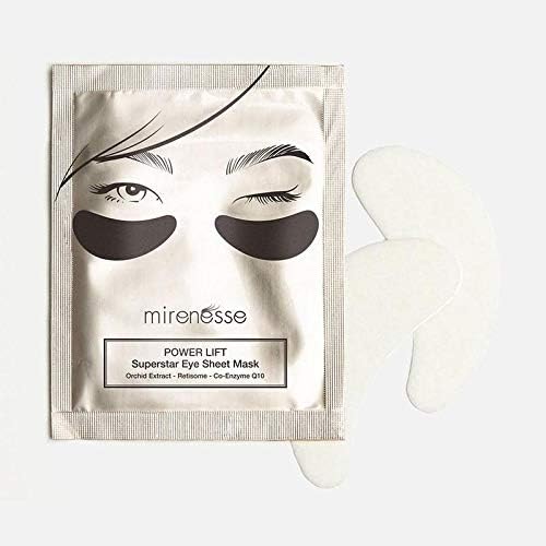 Mirenesse Power Lift Eye Sheet Mask with Retinol CoQ10 & Orchid Extract, Deep Hydration, Lifts & Firms, Coenzyme Q10 & Retisome, Vegan & Toxin Free, 1 Pair