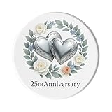 Kühlschrankmagnet zum 25. Hochzeitstag, silbernes Jubiläumsmotiv: niedliches handgefertigtes Andenken für Ehefrau, Ehemann, Paare