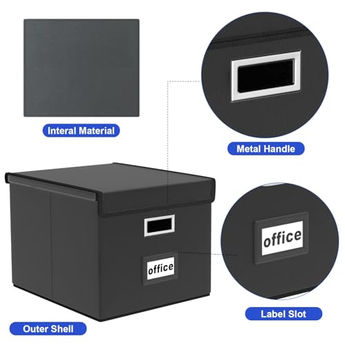 Huolewa Caixas organizadoras de arquivos atualizadas com tampas, dobrável de couro sintético, organi