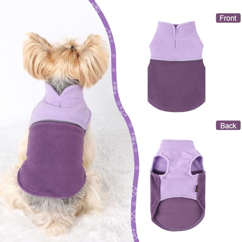 Image of Dog Clothes for Small Dogs Fleece Vest Dog Sweater Boy Girl, Warm Pullover Fleece Doggie Jacket, Winter Pet Ourfit Chihuahua Sweater - Yorkie Clothes (Double Purple, X-Small)