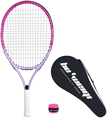 bo'weiqi 23" Kids Tennis Racket for Aged 8-10, Lightweight Toddler Tennis Racquet with Shoulder Strap Bag, Including 1 Tennis Racket and 1 Replacement Grip Tapes(Pink)