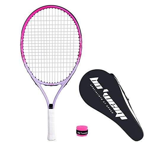 Bo'weiqi 23" Kids Tennis Racket For Aged 8-10, Lightweight Toddler Tennis Racquet With Shoulder Strap Bag, Including 1 Tennis Racket And 1 Replacement Grip Tapes(Pink) #TOP1