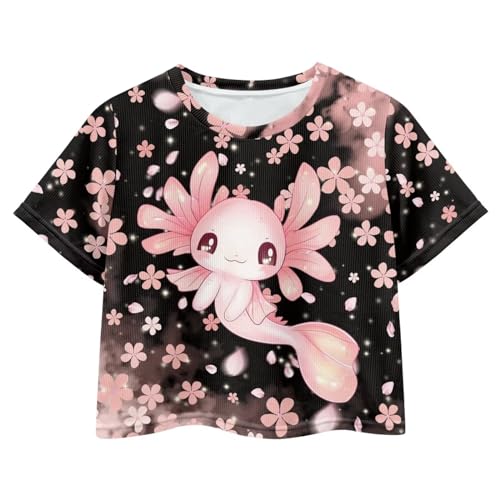 Image of Kids T Shirt Short Sleeve Crop Tops for Girls Summer Clothes Pullover Tees Shirt 5-14