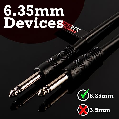 rhinocables 6.35mm Mono & TRS Jack Stereo Cable, Black, 20m - Image 3