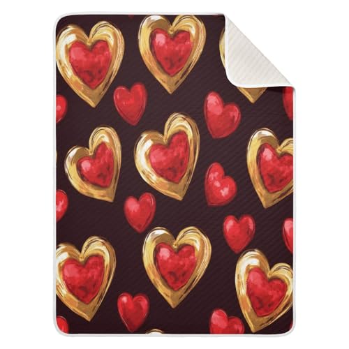 Burbuja Love Hearts Baby Blanket for Boys Girls, Nursery Soft Warm Swaddling Receiving Baby Blankets, 30x40 in Toddler Blanket