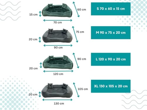 Dogs4Life Hundebett Velours XXL 135 x 100 cm | Hundebett für sehr große Hunde | Orthopädisch | Hundekissen | Waschbar | Outdoor | Mit Rand | Wasserabweisend (XL, Grünes Velours)