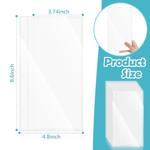 Image of 40 Pages Ticket Stub Holder 3-Hole Ticket Stub Album Refill Page PVC Ticket Refill Sheets Clear Lottery Ticket Holders 8.6 x 4.8 inch Plastic Protective Sleeves for Collectors Travel Tickets (No Book)