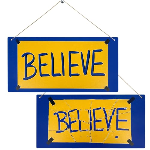 2PCS Motivational Believe Signs TV Show Home Office Front Door Hanging Plaque for Soccer Football Coach Bedroom Man Cave Christmas Decor - 12 X 6 Inch