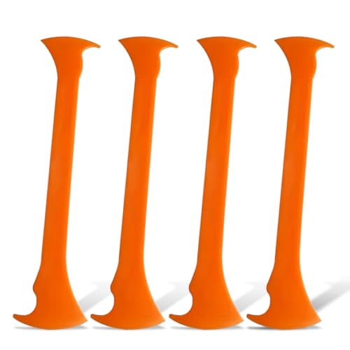 DUSCOKE 4PCS Car Vinyl Wrap Tool, Flexible Double Axe Corner Squeegee, Micro Scraper for Curves Slot Film Cutting, Auto Window Tinting Tool for Film Tucking, Sealing Application (Double Axe Orange)