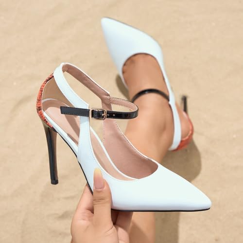Women’s Pointed Toe High Heels, Closed Toe Stiletto Pumps with Ankle Strap, Elegant Dress Shoes for Wedding Party Evening Prom 7