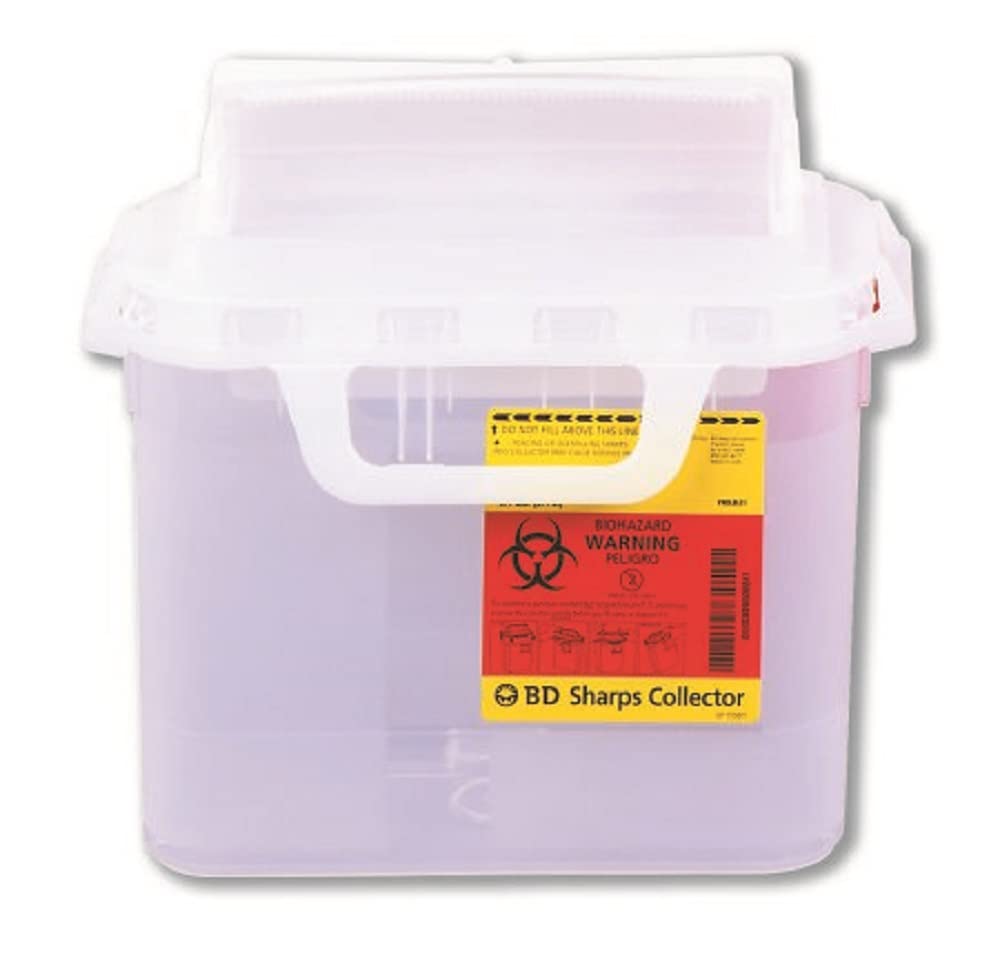BD 5.4 qt. Patient/Exam Room Sharps Collector, 10.75" x 10.75" x 4". Pearl, Side Entry, Counter Balanced Doors, 1 Each, BD 305444