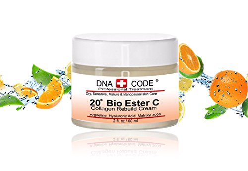 DNA Code- 20% Ester C Collagen Rebuild Cream for Mature, Dry & Manopausal Skin W/Argireline,Hyaluronic Acid +Matrixyl 3000