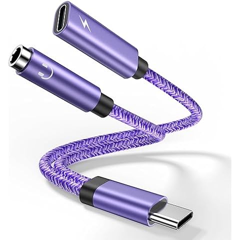 USB C to 3.5mm Audio Headphone & Android Phone Charger Adapter, 2-in-1 Type C to Aux Earphone Jack Dongle Cable & 60W Fast Charging for Samsung Galaxy A54 A14 A34 S24 S23 Ultra S22 S21 fe S20 A13 A53 Cover