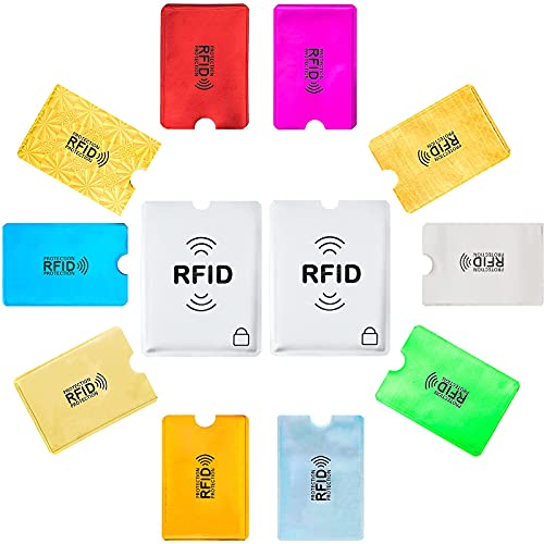 Aigee 28 RFID Blocking Sleeves (24 Credit Card Protector Holders in 12 colors & 4 Passport Protectors), Identity Theft Protection Secure Sleeve for Credit Cards, Debit Card, 2pcs Clear Plastic Sleeve3