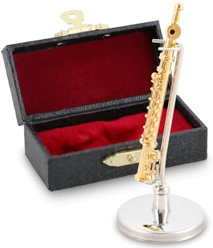 EASTROCK Miniature Flute Model, 2.2In Gold Plating, Mini With Cas...