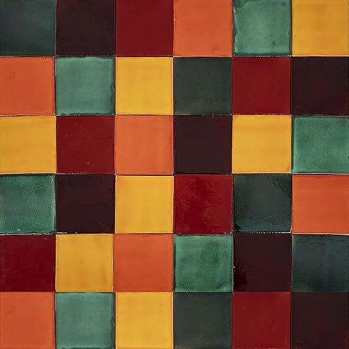 Cerames Lot de 30 Carreaux de Mosaïque Borgońa Uni en Céramique Mexicains - Pour Cuisine, Salle de Bain, Douche, Crédence