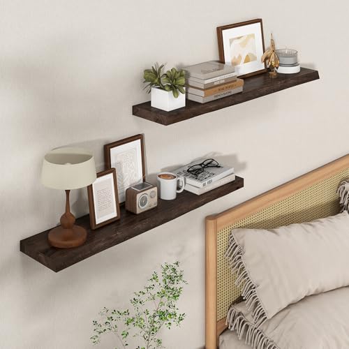 Image of Axeman 36 inch Floating Shelves for Wall Live Edge, Walnut, 2PCs