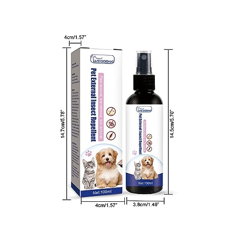 Hautpflegespray Milben Hund Grasmilben bekämpfen Juckreiz Milbenspray Regeneriert die Haut bei Reizungen & Entzündungen, Bei Juckreiz durch Milben Hund, Milben Katze, 100ml