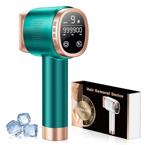 Epilatore Laser con Raffreddamento a Ghiaccio, 9 Livelli di Energia, 999900 Flash, Flash Automatico e Display LCD, Epilator Laser per Donne, Braccio,Corpo Intero