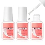3Pcs Extra Strong Nail Glue for Acrylic Nails, Nail Glue with Brush for Nail Repair, Long Lasting Nail Tip Adhesive Bond Glue, Professional False Nail Adhesive Glue for Salon & Home Use