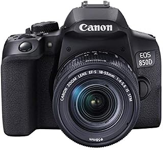 Canon EOS 850D APS-C DSLR Camera with EF-S 18-55mm F4-5.6 IS STM lens | 24.1 Megapixels, 3 Inch Vari-Angle LCD Touchscreen, 7fps Continuous Shooting, 4K Video, Dual Pixel CMOS AF and Wi-fi & Bluetooth