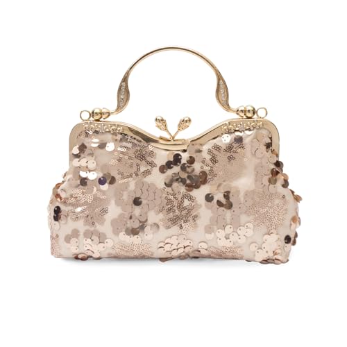 Image of CORIOS Vintage 1920s Evening Bag for Women Velvet Clutch Bag Sparkly Sequin Handbag Bridal Wedding Purse