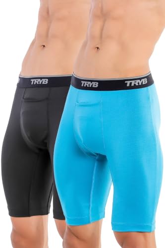 Image of TRYB Men's Compression Shorts & Pants | Sports Innerwear for Gym, Running & Training | Quick Dry, Breathable, 4-Way Stretch, Moisture Wicking, Anti-Chafing Muscle Support Athletic Wear with Pocket