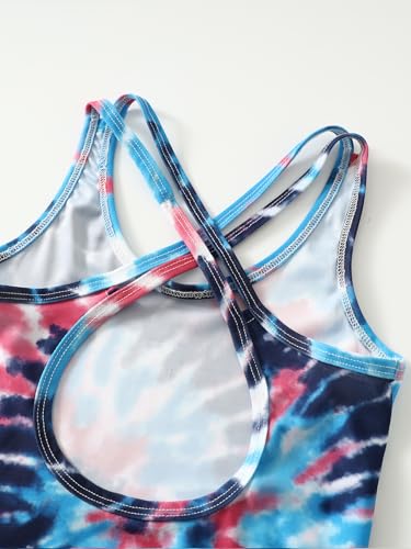 Girls One Piece Swimsuit Cute Crossback Bathing Suits Quick Dry Kids Beach Swimwear 4-12Y4