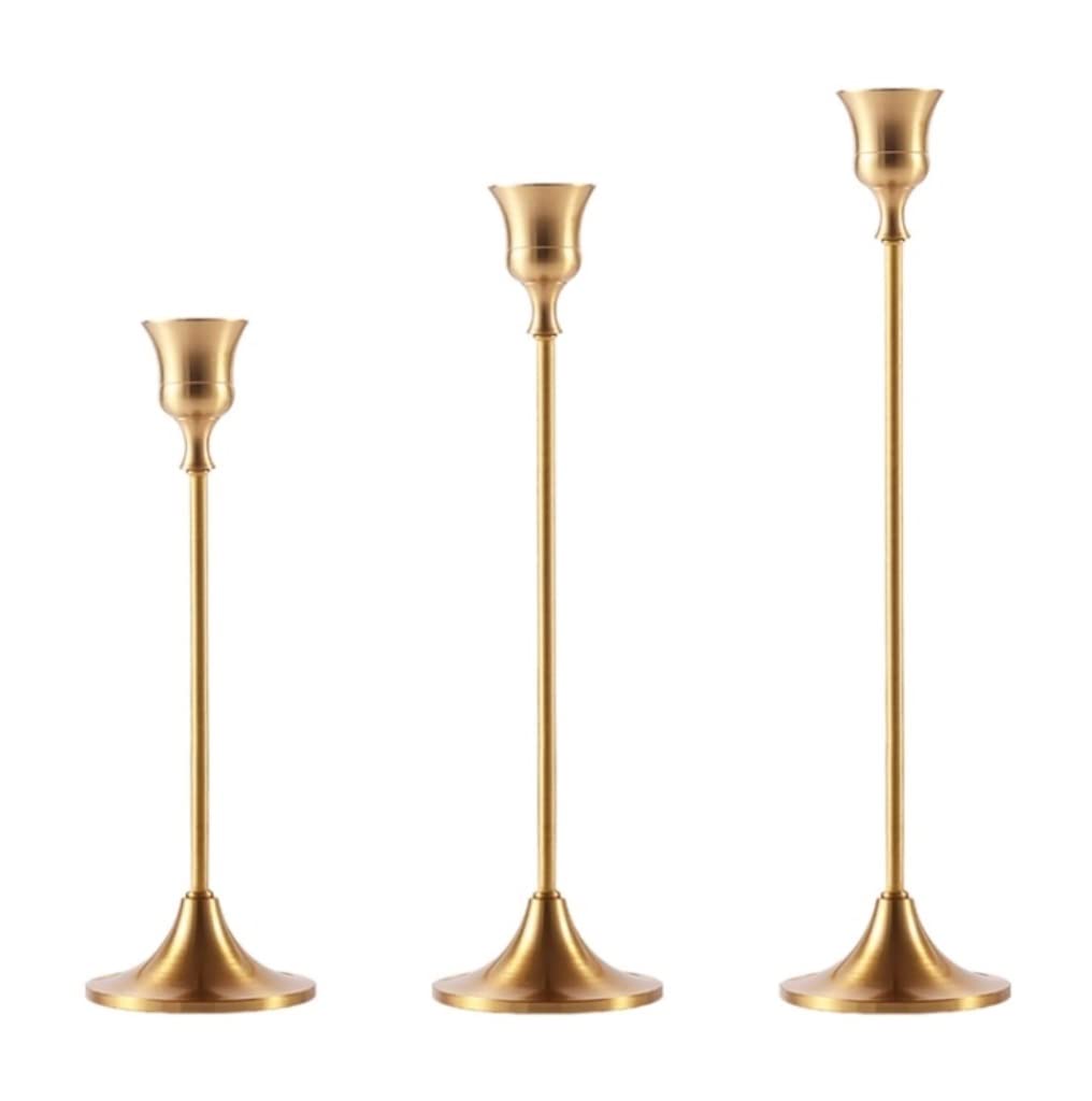 Kerzenständer 3-teiliges Set aus Metall mit Einzelkopf, antiker Kerzenständer, Dekoration für Zuhause und Restaurant, Candlelight Dinner, Requisiten, Dinner-Ornamente