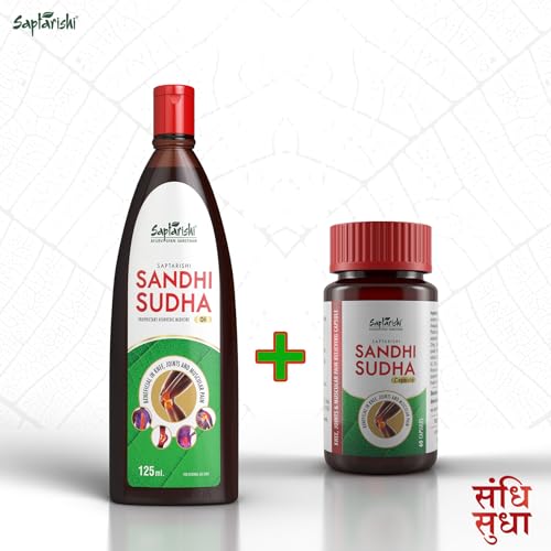 Saptarishi Sandhi Sudha Joint Pain Relief Oil + Capsule Combo for Relief from Joints, Knee, Neck, Back, Shoulder, Muscles Pain