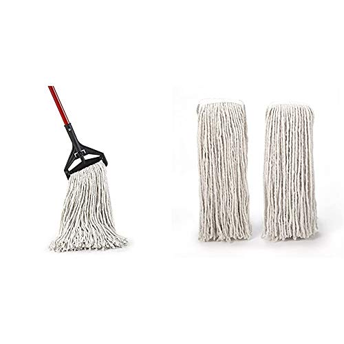 O-Cedar Heavy Duty Looped-End String Mop, Pack - 1, Commercial-Grade & Heavy Duty Looped-End String Mop Refill (2 Pack)