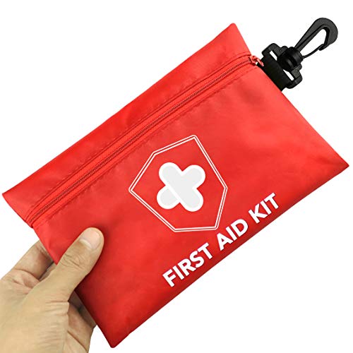 Kitgo Mini First Aid Kit for Men Dad Husband Compact Medical Emergency Survival Kit, Perfect for Car, Travel, Home, Workplace, Vehicle, Camping (100 Piece-Red)