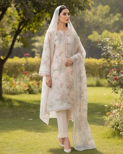Image of KTI Women Floral Printed Cotton Suit for Women Unstitched - 2.5m Ethnic Salwar Suit Dress Material