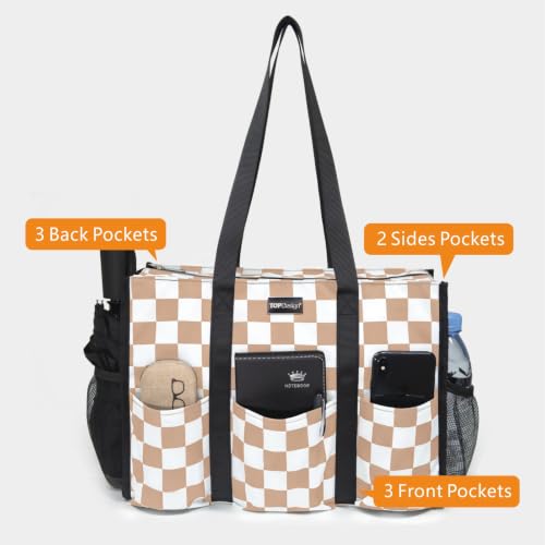 Image of TOPDesign Utility Water Resistant Tote Bag with 13 Pockets, Top Zipper Closure & Thick Bottom Support, for Working Women