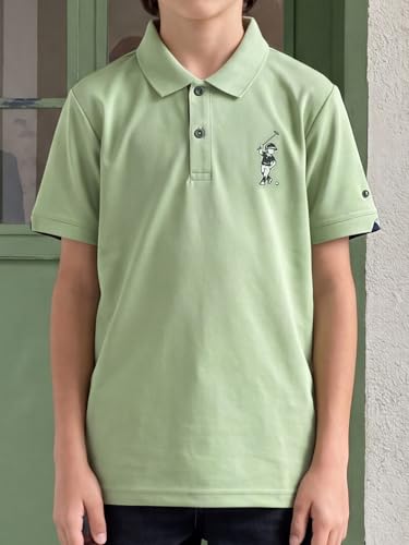 Image of Li'l Tomatoes Boys Sports Polo T-Shirt Polyester Casual Summer Tee | inchGolf Player inch Printed Collar Neck T-Shirt | Lightweight & Breathable Half Sleeve Sports Wear | Stylish Polo Tee | 9-16 Years