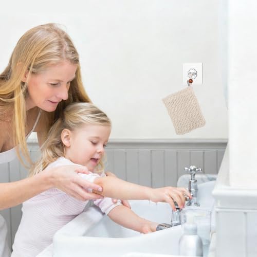 Yatrosynth 4 Stück Seifensäckchen, Kordelzug Massage Seifensack, Natürliches Sisal Seifenbeutel, Seifenbeutel Set Seife Mesh Tasche für festes Duschgel(Perlenbesetzter Stil)