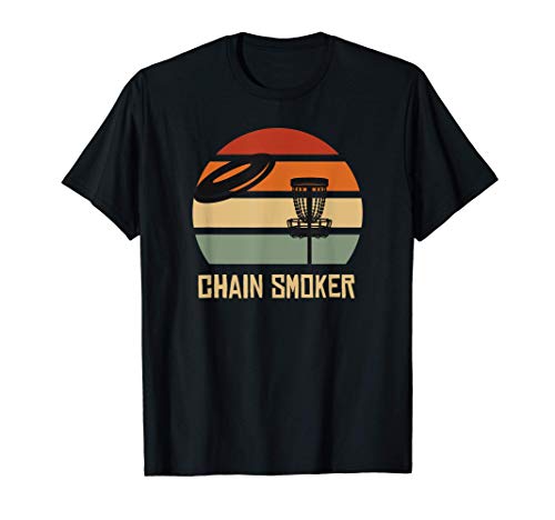 Chain Smoker Funny Disc Golf Frisbee Golfer Vintage Sunset T-Shirt