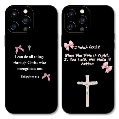 Coque iPhone 13 Pro Max verset de la Bible en silicone souple antichoc - Lot de 2