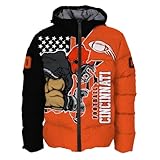 Cincinnati Men Football Custom Puffer Coat Add Any Name Number Lightweight Water-Resistant Winter Windproof Zipper Down Jacket S-5XL