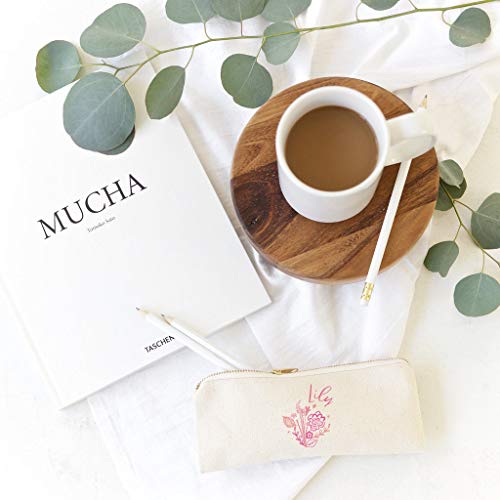 Image of The Cotton & Canvas Co. Personalized Name Pink Floral Small Cosmetic Case and Travel Pouch for Office and On the Go