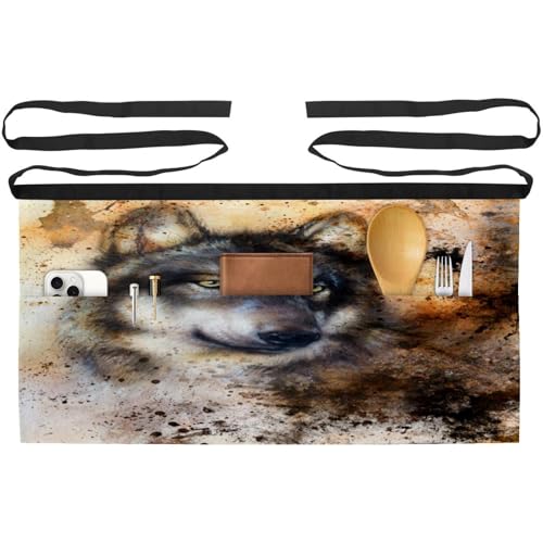 Tablier court de chef lot de 3 avec 3 poches au motif Alsacien multicolore