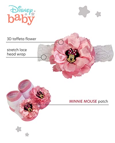 Disney Baby Girls’ Minnie Mouse Gift Set – 2 Piece Headband And Socks (Newborn: 0-12M), Size 0-12 Months, Minnie Headband And Socks Pink #TOP1