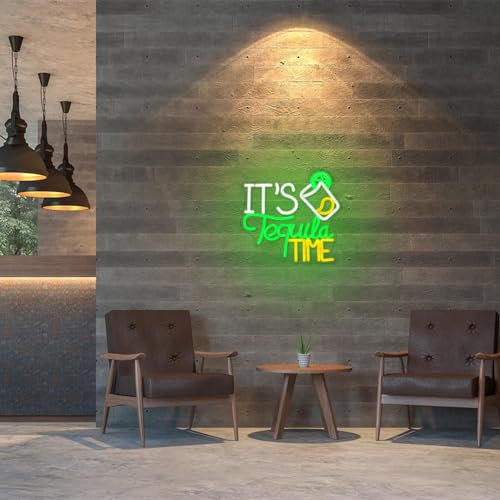 Image of It's Tequila Time Neon Sign Tequila Neon light For Wall Decor Bar Neon Light Up Sign Colorful Letter Led Neon Light For Bar Man Cave Pub Kitchen Mexican Restaurant Party Decoration