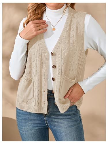 Image of Verdusa Women's Sweater Vest Tops For Women Trendy Sleeveless Button Down Cardigan Outwear