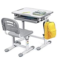 Scrivania E Sedia Regolabile Per Bambini - Set Multifunzione Con Cassetto, Blu/Grigio/Rosa - Foto 6