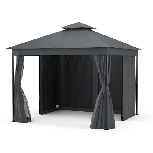 blumfeldt Mondo Dual Pavillon 3x3 – Doppeldach & Moskitonetze, Wetterfester Metallrahmen,...