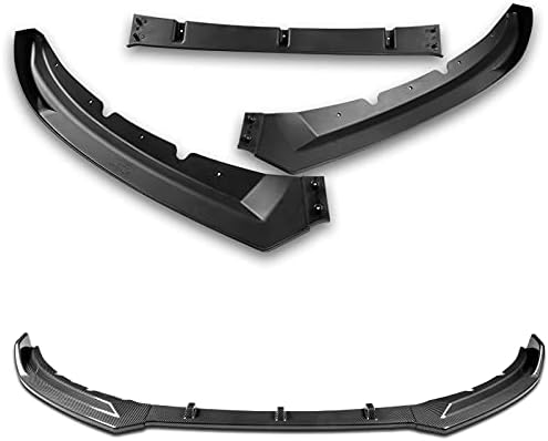 5pcs Combo Front Bumper Body Kit Lip + Side Skirt Extensions Diffuser Compatible with 2016-2019 Jaguar XE 2017 2018 (Painted Carbon)