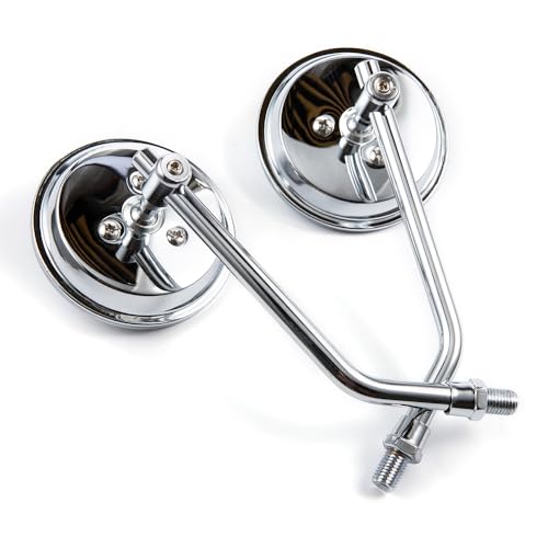Rétroviseur de moto rond chromé 3 pouces avec vis 10mm pour guidon Cafe Racer et Scooter